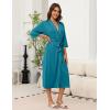 image:imageEkouaer Robes for Women Long Knit Bathrobe Lightweight 34 Sleeves Kimono Robe Soft Sleepwear with Pockets SXXLTurquoise