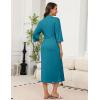 image:imageEkouaer Robes for Women Long Knit Bathrobe Lightweight 34 Sleeves Kimono Robe Soft Sleepwear with Pockets SXXLTurquoise