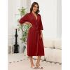image:imageEkouaer Robes for Women Long Knit Bathrobe Lightweight 34 Sleeves Kimono Robe Soft Sleepwear with Pockets SXXLWine Red