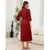 image:imageEkouaer Robes for Women Long Knit Bathrobe Lightweight 34 Sleeves Kimono Robe Soft Sleepwear with Pockets SXXLWine Red