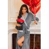 image:imageEkouaer Robes for Women Soft Long Bathrobe Lightweight Fleece Shawl Collar Spa Robe Cozy Sleepwear with Pockets SXXLDark GrayLight Gray