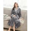 image:imageEkouaer Robes for Women Soft Long Bathrobe Lightweight Fleece Shawl Collar Spa Robe Cozy Sleepwear with Pockets SXXLDark GrayLight Gray