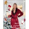 image:imageEkouaer Robes for Women Soft Long Bathrobe Lightweight Fleece Shawl Collar Spa Robe Cozy Sleepwear with Pockets SXXLWine Red