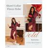 image:imageEkouaer Robes for Women Soft Long Bathrobe Lightweight Fleece Shawl Collar Spa Robe Cozy Sleepwear with Pockets SXXLWine Red