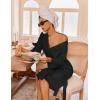 image:imageEkouaer Robes for Women Waffle Knit Bathrobe Lightweight Kimono Robe Knee Length Loungewear with PocketsBlack