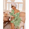 image:imageEkouaer Robes for Women Waffle Knit Bathrobe Lightweight Kimono Robe Knee Length Loungewear with PocketsFloral Green