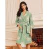 image:imageEkouaer Robes for Women Waffle Knit Bathrobe Lightweight Kimono Robe Knee Length Loungewear with PocketsFloral Green