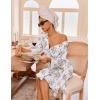 image:imageEkouaer Robes for Women Waffle Knit Bathrobe Lightweight Kimono Robe Knee Length Loungewear with PocketsFloral White