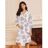 image:imageEkouaer Robes for Women Waffle Knit Bathrobe Lightweight Kimono Robe Knee Length Loungewear with PocketsFloral White