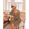 image:imageEkouaer Robes for Women Waffle Knit Bathrobe Lightweight Kimono Robe Knee Length Loungewear with PocketsKhaki
