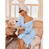 image:imageEkouaer Robes for Women Waffle Knit Bathrobe Lightweight Kimono Robe Knee Length Loungewear with PocketsLight Blue