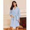 image:imageEkouaer Robes for Women Waffle Knit Bathrobe Lightweight Kimono Robe Knee Length Loungewear with PocketsLight Blue