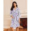 image:imageEkouaer Robes for Women Waffle Knit Bathrobe Lightweight Kimono Robe Knee Length Loungewear with PocketsPurple Butterfly Floral