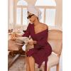 image:imageEkouaer Robes for Women Waffle Knit Bathrobe Lightweight Kimono Robe Knee Length Loungewear with PocketsRed