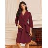 image:imageEkouaer Robes for Women Waffle Knit Bathrobe Lightweight Kimono Robe Knee Length Loungewear with PocketsRed