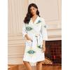 image:imageEkouaer Robes for Women Waffle Knit Bathrobe Lightweight Kimono Robe Knee Length Loungewear with PocketsWhite Blue Eye Print
