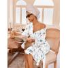 image:imageEkouaer Robes for Women Waffle Knit Bathrobe Lightweight Kimono Robe Knee Length Loungewear with PocketsWhite Blue Flowers