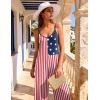 image:imageEkouaer Women Jumpsuits Casual Boho Overalls Sleeveless Spaghetti Strap Long Pants Romper with PocketsFlag American