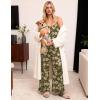 image:imageEkouaer Women Jumpsuits Casual Boho Overalls Sleeveless Spaghetti Strap Long Pants Romper with PocketsFloral Army Green