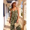 image:imageEkouaer Women Jumpsuits Casual Boho Overalls Sleeveless Spaghetti Strap Long Pants Romper with PocketsFloral Army Green