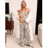 image:imageEkouaer Women Jumpsuits Casual Boho Overalls Sleeveless Spaghetti Strap Long Pants Romper with PocketsFloral Beige