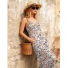 image:imageEkouaer Women Jumpsuits Casual Boho Overalls Sleeveless Spaghetti Strap Long Pants Romper with PocketsFloral Beige