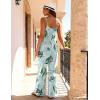 image:imageEkouaer Women Jumpsuits Casual Boho Overalls Sleeveless Spaghetti Strap Long Pants Romper with PocketsFloral Palm Leaf White