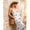 image:imageEkouaer Women Jumpsuits Casual Boho Overalls Sleeveless Spaghetti Strap Long Pants Romper with PocketsFloral White
