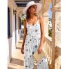 image:imageEkouaer Women Jumpsuits Casual Boho Overalls Sleeveless Spaghetti Strap Long Pants Romper with PocketsFloral White