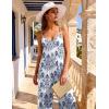 image:imageEkouaer Women Jumpsuits Casual Boho Overalls Sleeveless Spaghetti Strap Long Pants Romper with PocketsFloral White Sky Blue