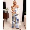 image:imageEkouaer Women Jumpsuits Casual Boho Overalls Sleeveless Spaghetti Strap Long Pants Romper with PocketsGrey Print