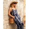 image:imageEkouaer Women Jumpsuits Casual Boho Overalls Sleeveless Spaghetti Strap Long Pants Romper with PocketsTie Dye Black White