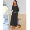 image:imageEkouaer Women Long House Coat Zipper Front Robes Full Length Nightgowns with Pockets Striped Loungewear S4XLBlack