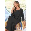image:imageEkouaer Women Long House Coat Zipper Front Robes Full Length Nightgowns with Pockets Striped Loungewear S4XLBlack