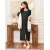 image:imageEkouaer Women Long House Coat Zipper Front Robes Full Length Nightgowns with Pockets Striped Loungewear S4XLBlack