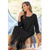image:imageEkouaer Women Long House Coat Zipper Front Robes Full Length Nightgowns with Pockets Striped Loungewear S4XLBlack Feather