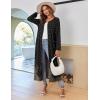image:imageEkouaer Women Long House Coat Zipper Front Robes Full Length Nightgowns with Pockets Striped Loungewear S4XLBlack Feather