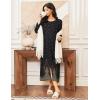 image:imageEkouaer Women Long House Coat Zipper Front Robes Full Length Nightgowns with Pockets Striped Loungewear S4XLBlack Feather