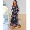 image:imageEkouaer Women Long House Coat Zipper Front Robes Full Length Nightgowns with Pockets Striped Loungewear S4XLBlack Floral