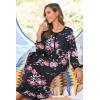 image:imageEkouaer Women Long House Coat Zipper Front Robes Full Length Nightgowns with Pockets Striped Loungewear S4XLBlack Floral
