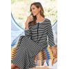 image:imageEkouaer Women Long House Coat Zipper Front Robes Full Length Nightgowns with Pockets Striped Loungewear S4XLBlack Stripes
