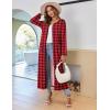 image:imageEkouaer Women Long House Coat Zipper Front Robes Full Length Nightgowns with Pockets Striped Loungewear S4XLBlack and Red Plaid
