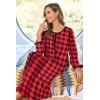 image:imageEkouaer Women Long House Coat Zipper Front Robes Full Length Nightgowns with Pockets Striped Loungewear S4XLBlack and Red Plaid