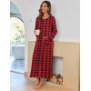 image:imageEkouaer Women Long House Coat Zipper Front Robes Full Length Nightgowns with Pockets Striped Loungewear S4XLBlack and Red Plaid