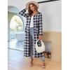 image:imageEkouaer Women Long House Coat Zipper Front Robes Full Length Nightgowns with Pockets Striped Loungewear S4XLBlack and White Plaid