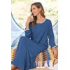 image:imageEkouaer Women Long House Coat Zipper Front Robes Full Length Nightgowns with Pockets Striped Loungewear S4XLBlue