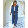 image:imageEkouaer Women Long House Coat Zipper Front Robes Full Length Nightgowns with Pockets Striped Loungewear S4XLBlue