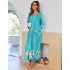 image:imageEkouaer Women Long House Coat Zipper Front Robes Full Length Nightgowns with Pockets Striped Loungewear S4XLBlue Floral