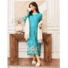 image:imageEkouaer Women Long House Coat Zipper Front Robes Full Length Nightgowns with Pockets Striped Loungewear S4XLBlue Floral