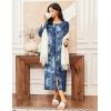 image:imageEkouaer Women Long House Coat Zipper Front Robes Full Length Nightgowns with Pockets Striped Loungewear S4XLBlue Tie Dye